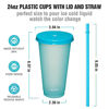 Picture of Meoky 12Pack Plastic Cups with Lids and Straws 24oz Reusable Color Changing Cups for Adult Kids Cold Coffee Drinking Tumblers Summer Party Cups
