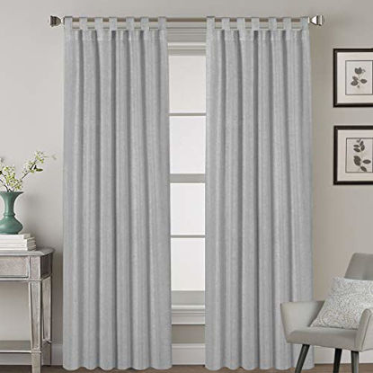 Picture of Tab Top Natural Linen Blended Airy Curtains for Living Room Home Decor Soft Rich Material Light Reducing Bedroom Drape Panels, Set of 2, 52 x 84 -Inch - Dove Pattern