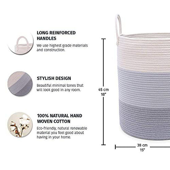 GetUSCart- OrganiHaus XL Cotton Rope Blanket Basket | Rope Storage ...