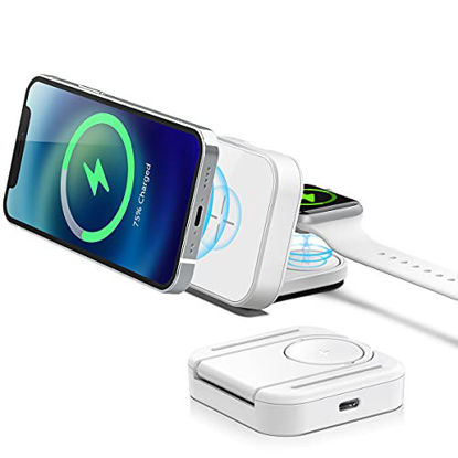 Picture of MURCIA 2 in 1 Magnetic Wireless Charger, Folding Dual Fast Magnetic Wireless Charging Station Stand Compatible with iPhone 13/12/ Pro Max/Mini/Apple Watch Se/7/6/5/4/3/2/1