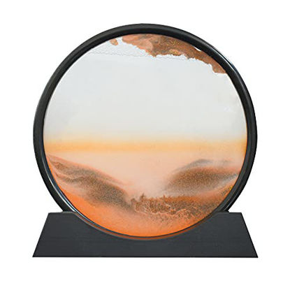 Picture of Muyan Moving Sand Art Picture Sandscapes in Motion Round Glass 3D Deep Sea Sand Art for Adult Kid Large Desktop Art Toys (Orange, 7 Inch)