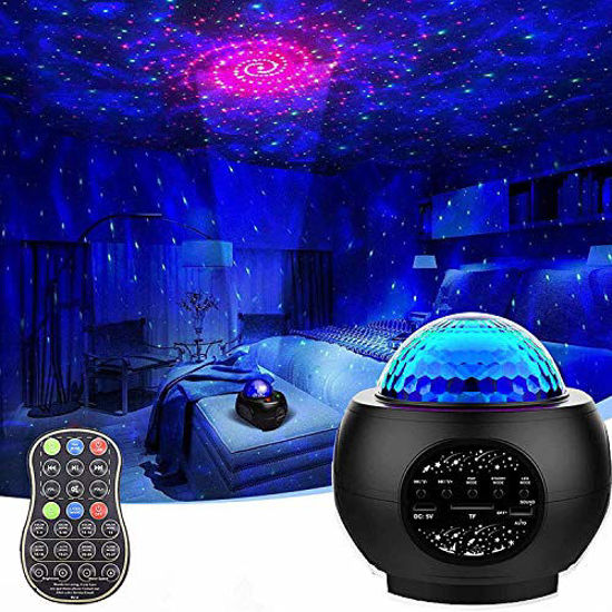 GetUSCart- Galaxy Projector Star Projector, Starry Night Light for Bedroom,  LED Space Sky Moving Ocean Wave Lamp with Remote, Room Decor, Bluetooth  Music Speaker for Baby Kids/Party/Gift Choice (Black)