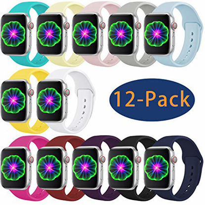 Picture of Laffav Compatible with Apple Watch Band 42mm 44mm, Small/Medium, for Women Men, Silicone Sport Replacement Band Compatible with iWatch Series 3, Series 4, Series 2, Series 1, 12-Pack