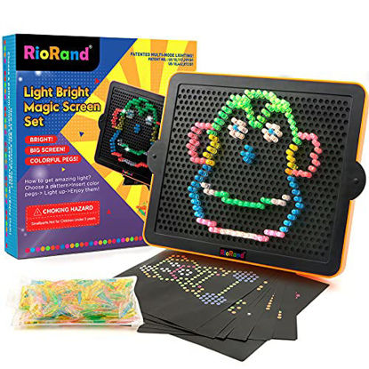 Picture of RioRand Kids Magic Light Screen Set Light Up Pad Glow Board Educational Learning Toys Gifts with 360 Pegs and 10 templates for Boys and Girls Ages 4+