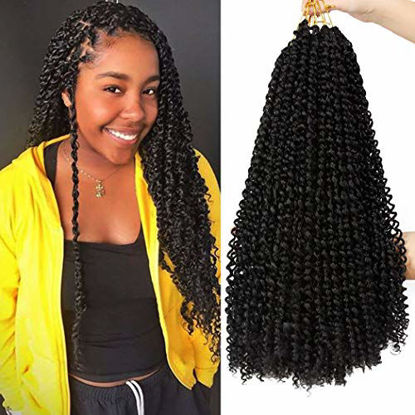 Picture of 6 Packs Passion Twist Hair 18 Inch Bohemian Curl Passion Twist Crochet Braiding Hair Water Wave Synthetic Braids for Passion Twist Crochet Hair (22strands/pack, 1#)