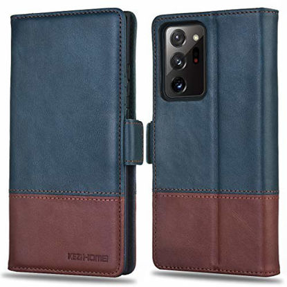 Picture of KEZiHOME Note 20 Ultra Case, Genuine Leather [RFID Blocking] Galaxy Note 20 Ultra 5G Wallet Case Credit Card Slot Flip Magnetic Stand Case for Samsung Galaxy Note 20 Ultra 2020 (Navy Blue/Brown)