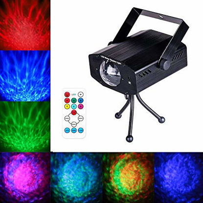 Picture of Leaden Party Laser Lights, 7 Colors Led Stage Party Light Projector, Strobe Water Ripples Lighting for Parties Room Show Birthday Party Wedding Dance Lighting with Remote Control(Black)