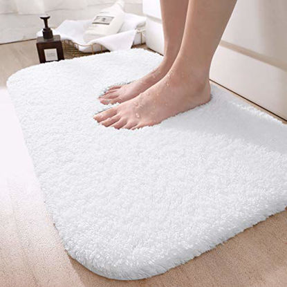 Picture of DEXI Bathroom Rug Mat, 24x36, Extra Soft and Absorbent Bath Rugs, Machine Wash Dry, Non-Slip Carpet Mat for Tub, Shower, and Bath Room, White