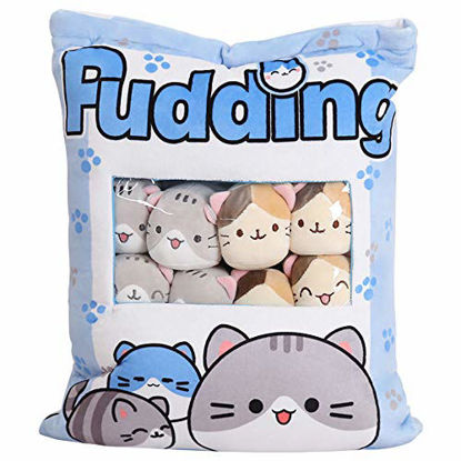 Picture of Cute Plush Pillow Throw Pillow Removable Stuffed Animal Toys Creative Gifts for Girls (Kitten-Blue)