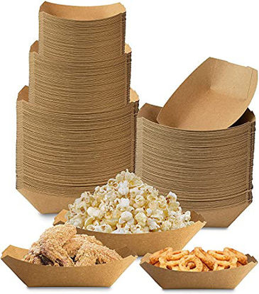 Picture of 250 Pack Disposable Paper Food Tray - Paperboard Tray for Carnivals, Fairs, Festivals, and Picnics | Holds Nachos, Fries, Hot Corn Dogs, and More! (Kraft, 2lb)