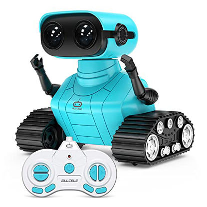 Picture of ALLCELE Robot Toys, Rechargeable RC Robots for Kids Boys, Remote Control Toy with Music and LED Eyes, Gift for Children Age 3 Years and Up - Blue