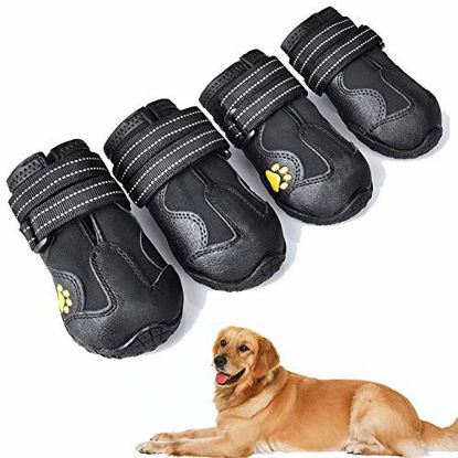 Picture of XSY&G Dog Boots,Waterproof Dog Shoes,Dog Booties with Reflective Rugged Anti-Slip Sole and Skid-Proof,Outdoor Dog Shoes for Medium Dogs 4Ps-Size3