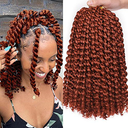 Picture of Leeven 7 Packs Copper Red Passion Twist Hair 12 Inch Water Wave Crochet Braids Hair for Distressed Butterfly Locs 350 Color Synthetic Hot Water Setting Passion Twists Hair Extensions