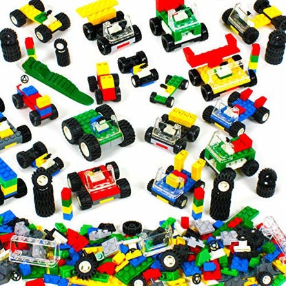 Picture of Brickyard Building Blocks Wheels, Tires, and Axles - 459 Pieces Building Bricks Compatible Set Includes Steering Wheels, Windshields, and Colorful Brick Building Chassis Pieces (459 pcs)