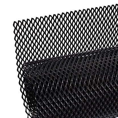 Picture of AggAuto 47x16 inches Car Pickup Truck Grill Mesh Spoiler Bumper Vent Aluminum Alloy Automotive Grille Insert Air Intake Racing Rhombic Hole 6x12mm Black