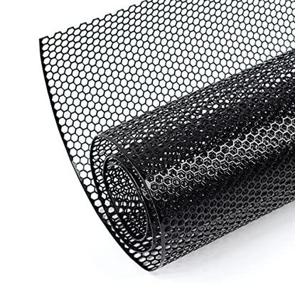 Picture of AggAuto Universal 40"x13" Car Grill Mesh - Aluminum Alloy Automotive Grille Insert Bumper Honeycomb Hole 6mmx6mm Thickness 1mm, One of the Most Multifunctional Shape Grids Black