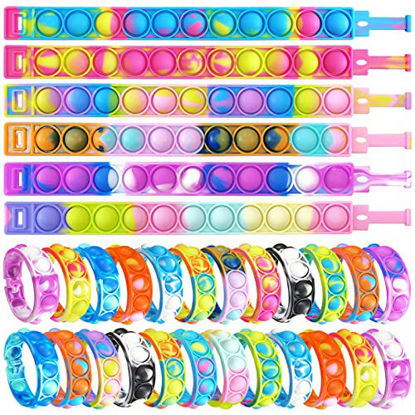 Picture of ZNNCO 30PCS Push Pop Pop Bubble Toy Fidget Bracelet, Durable and Adjustable, Multicolor Stress Relief Finger Press Bracelet for Kids and Adults ADHD ADD Autism