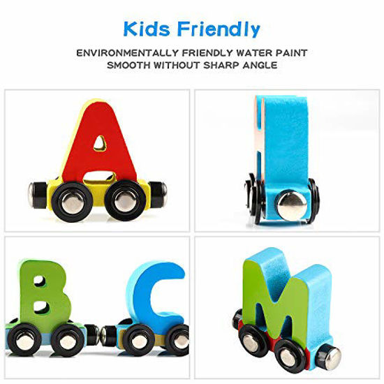 GetUSCart- Wondertoys 27 PCS Wooden Alphabet Train Toy Wooden Magnetic ...