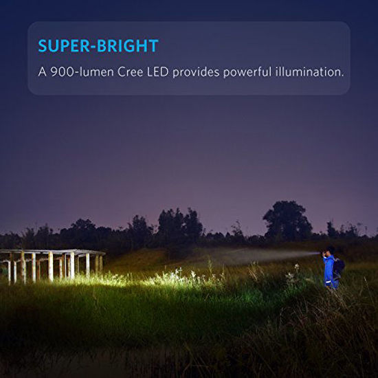 Picture of Anker Super Bright Tactical Flashlight, Rechargeable (18650 Battery Included), Zoomable, IP65 Water-Resistant, 900 Lumens CREE LED, 5 Light Modes for Camping and Hiking, Bolder LC90