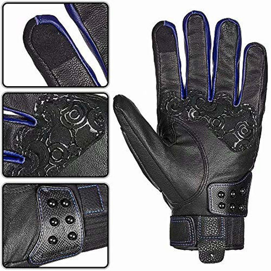 Dimex Leather Motorcycle Gloves – Full Finger, Knuckle Protection, Touch Screen Compatible (S–2XL)