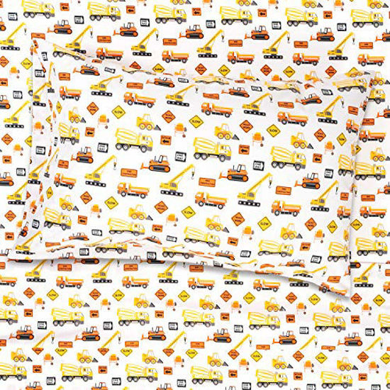 Picture of 1500 Supreme Kids Bed Sheet Collection - Fun Colorful and Comfortable Boys and Girls Toddler Sheet Sets - Deep Pocket Wrinkle Free Soft and Cozy Bedding - Twin, Construction