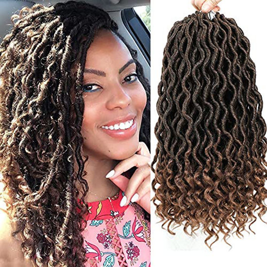 GetUSCart- Karida 6Pcs/Lot Curly Faux Locs Crochet Hair 14 inch Deep Wave  Braiding Hair With Curly Ends Crochet Goddess Locs Synthetic Braids Hair  Extensions (14inch, T1B/30#)