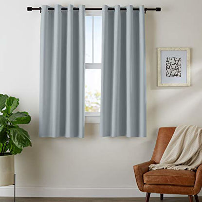 Picture of Amazon Basics Room Darkening Blackout Window Curtains with Grommets - 52" x 63", Dark Grey, 2 Panels