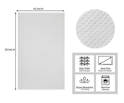 Picture of COTTON CRAFT Euro Café Set of 12 Waffle Weave Pure Cotton Super Absorbent Multipurpose Kitchen Towels, Dishcloths, Tea Towels White