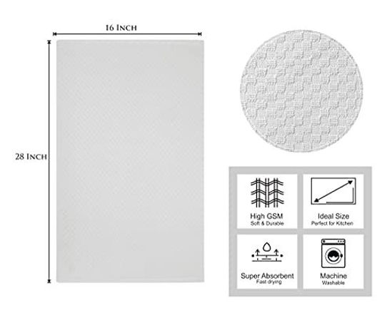 Picture of COTTON CRAFT Euro Café Set of 12 Waffle Weave Pure Cotton Super Absorbent Multipurpose Kitchen Towels, Dishcloths, Tea Towels White