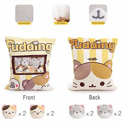 Picture of Nenalayo Cute Kitty Cat Snack Pillow Pudding Decorative Stuffed Animal Dolls for Bed Couch Creative Toy Gifts for Teens Girls Kids