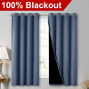 Picture of NICETOWN 100% Blackout Curtains with Black Liners, Thermal Insulated Full Blackout 2-Layer Lined Drapes, Energy Efficiency Window Draperies for Bedroom (Stone Blue, 2 Panels, 52-inch W by 63-inch L)