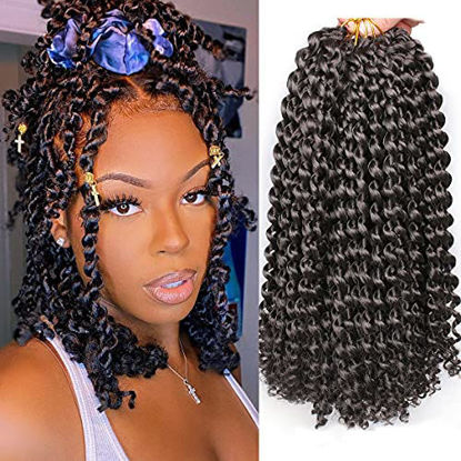 Picture of Leeven 7 Packs Passion Twist Hair 12 Inch Water Wave Crochet Braiding Hair Dark Brown Bohemian Passion Twist Synthetic Braids Bomb Spring Twist Braiding Hair for Distressed Butterfly Locs 4#
