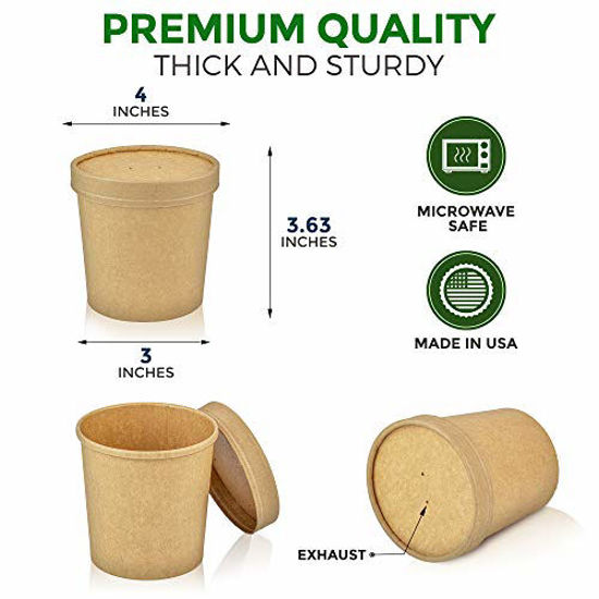 GetUSCart- [50 Pack] 16 oz Kraft Compostable Paper Food Cup with Vented ...