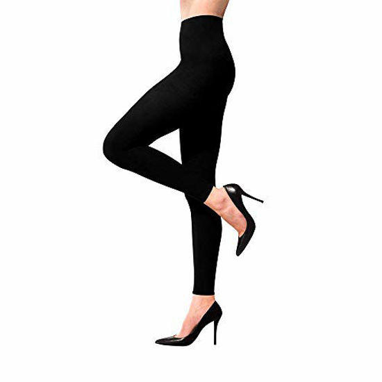 Terramed Advanced Graduated Compression Leggings Women - 20-30 mmHg  Footless Microfiber Leggings Tights (Black, X-Large)