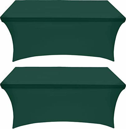 Picture of Utopia Kitchen - 2 Pack, 6 Ft Stretchable Tablecloth - Tight Fit Washable and Wrinkle Resistant Spandex Table Cover for Event & Parties (Hunter Green)