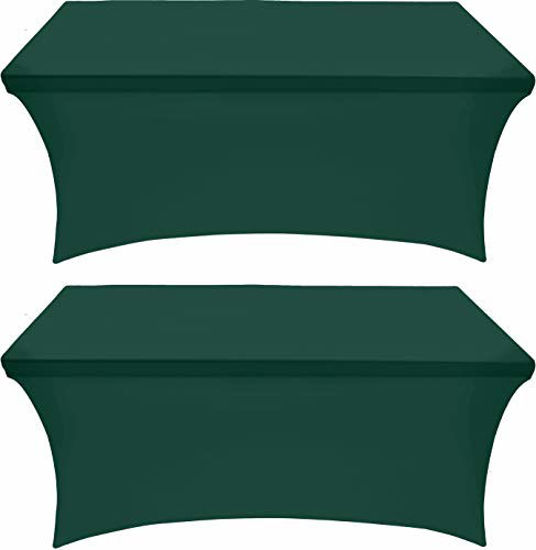 Picture of Utopia Kitchen - 2 Pack, 6 Ft Stretchable Tablecloth - Tight Fit Washable and Wrinkle Resistant Spandex Table Cover for Event & Parties (Hunter Green)