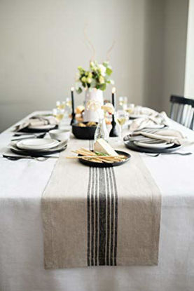 Picture of Solino Home Farmhouse Stripe Table Runner - 14 x 108 Inch, 100% Natural Fabric, European Flax, Handcrafted Machine Washable - Black & Natural