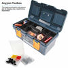 Picture of Anyyion 17-inch Tool Box with Removable Tray , Small Parts Box On The Lid is Removable, Tray Can be Removed and Combined at Will (Blue)