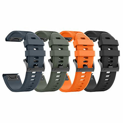Picture of Notocity Compatible with Fenix 5X Watch Bands 26mm Silicone Watch Strap for Fenix 5X/Fenix 5X Plus/Fenix 6X/Fenix 6X Pro/Fenix 3/Fenix 3 HR/Tactix/Descent MK1/D2 Delta PX/D2 Charlie(Black/Army/Orange/Slate)