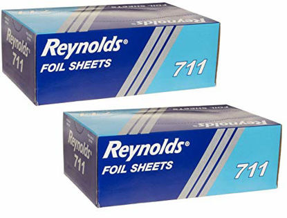 Picture of Reynolds 500 Foil Sheets Box, Pop-Up Interfolded Aluminum Foil 9 x 10.75 Inch Sheets in Silver. Pack of 2