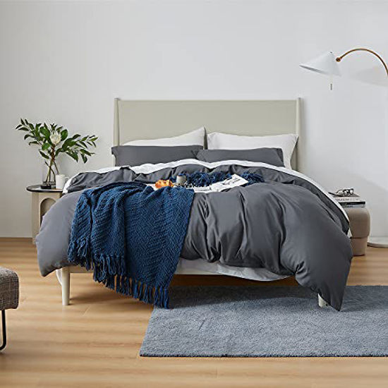 Getuscart Bedsure Dark Grey Duvet Cover King Size Brushed Microfiber Soft Set 3 Pieces With Zipper Closure 1 104x90 Inches And 2 Pillow Shams Getuscart Bedsure Dark Grey Duvet, Dark Grey King Size Bed Set