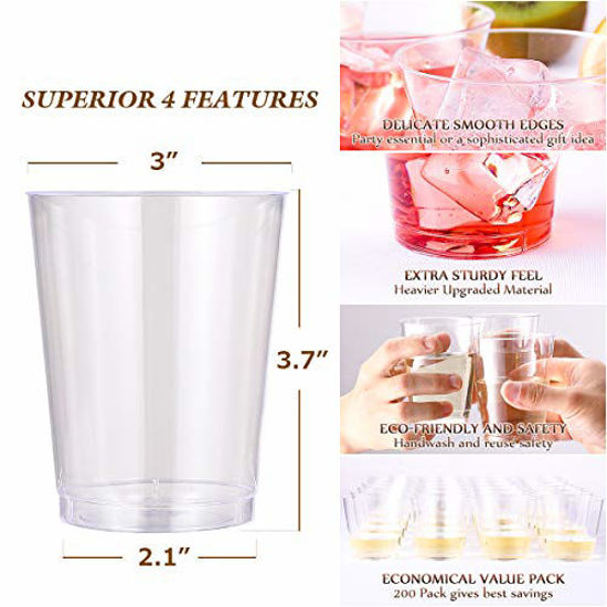 GetUSCart- 10 OZ Clear Disposable Plastic Cups 200 Pack, Clear Plastic ...