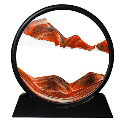 Picture of Muyan Moving Sand Art Picture Sandscapes in Motion Round Glass 3D Deep Sea Sand Art for Adult Kid Large Desktop Art Toys Moving Desktop Art for Home Decor and Party Creative Gift (Orange, 7inch)