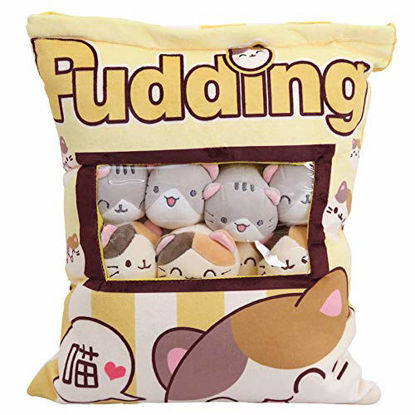 Picture of Nenalayo Cute Kitty Cat Snack Pillow Pudding Decorative Stuffed Animal Dolls for Bed Couch Creative Toy Gifts for Teens Girls Kids