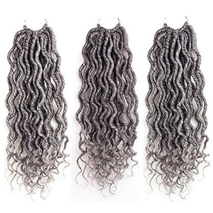 Picture of 6 Packs Goddess Locs Crochet Hair 14 Inch Gray Wavy Curly Faux Locs Crochet Braids Synthetic Hair Extensions Dreadlocks Crochet Locs Braiding Hair Goddess Brainds Crochet Hair (14" (6 Packs), #51)