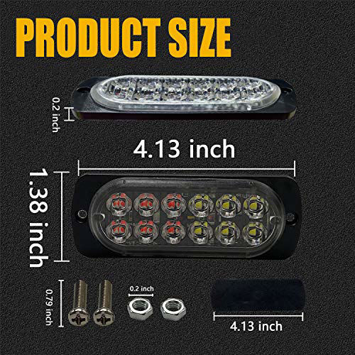 GetUSCart- LED Strobe Emergency Lights, DIBMS 8x Amber White 12 LED ...