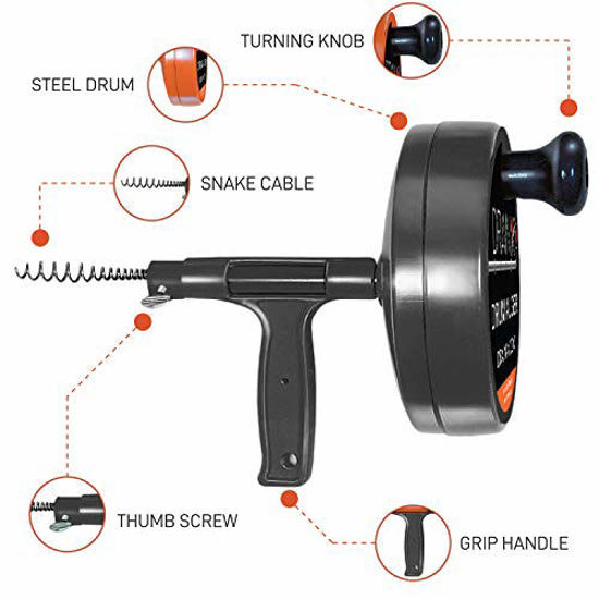 GetUSCart DrainX Pro Steel Drum Auger Plumbing Snake Heavy Duty