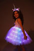 Picture of Girls Unicorn Tutu Costume LED Princess Dress Up Halloween Outfit with Headband and Wings 5-6 Years Rainbow
