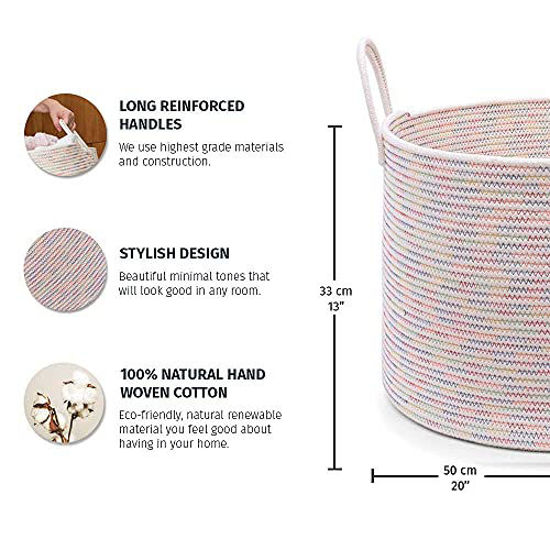 GetUSCart OrganiHaus Cotton Rope Large Basket for Blankets
