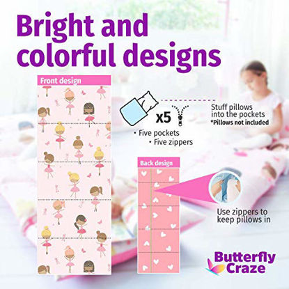 Picture of Butterfly Craze Pillow Bed Floor Lounger Cover - Perfect for Pillow Recliners & Kid Beds for Reading Playing Games or at a Sleepover or Slumber Party - Ballerina, Queen